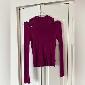 Mock next cold shoulder long sleeved shirt
